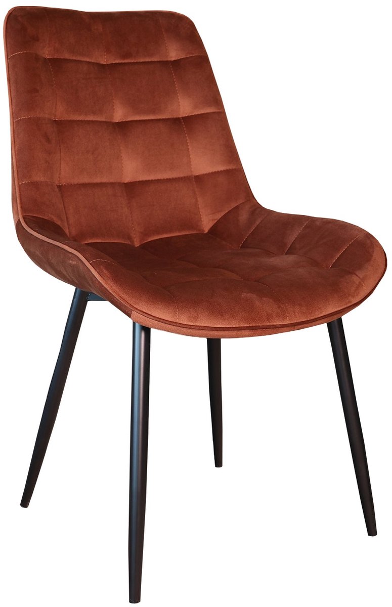 Lizzely Garden & Living SET DEAL: 4 stuks Eetkamerstoel De Vince bruin velvet eetstoel zetel