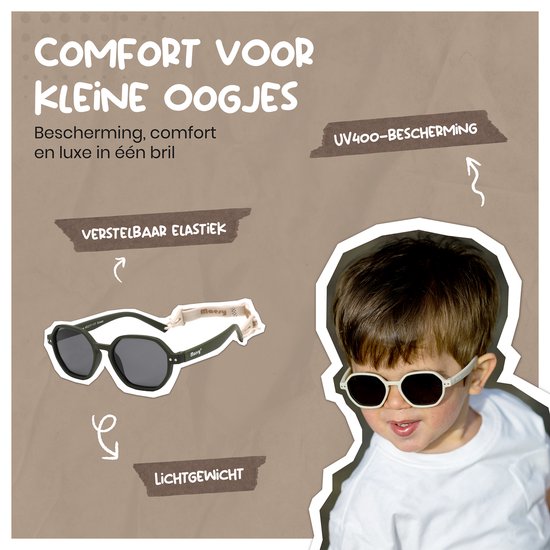 Maesy - baby zonnebril Yana - 1-3 jaar - flexibel buigbaar - verstelbaar elastiek - gepolariseerde UV400 bescherming- dreumes en peuter - jongens en meisjes - kinder zonnebril hexagon - licht blauw van Maesy — afbeelding 5