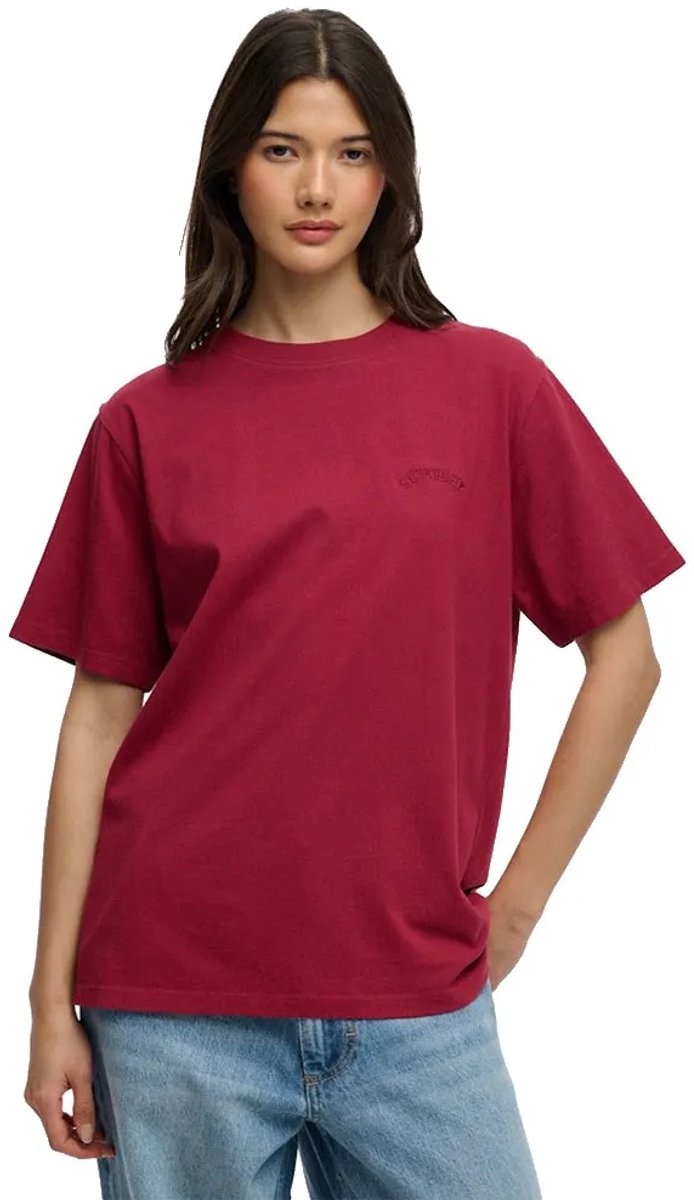 Superdry Essential T-shirt met logo en losse pasvorm Dames T-shirts Rood