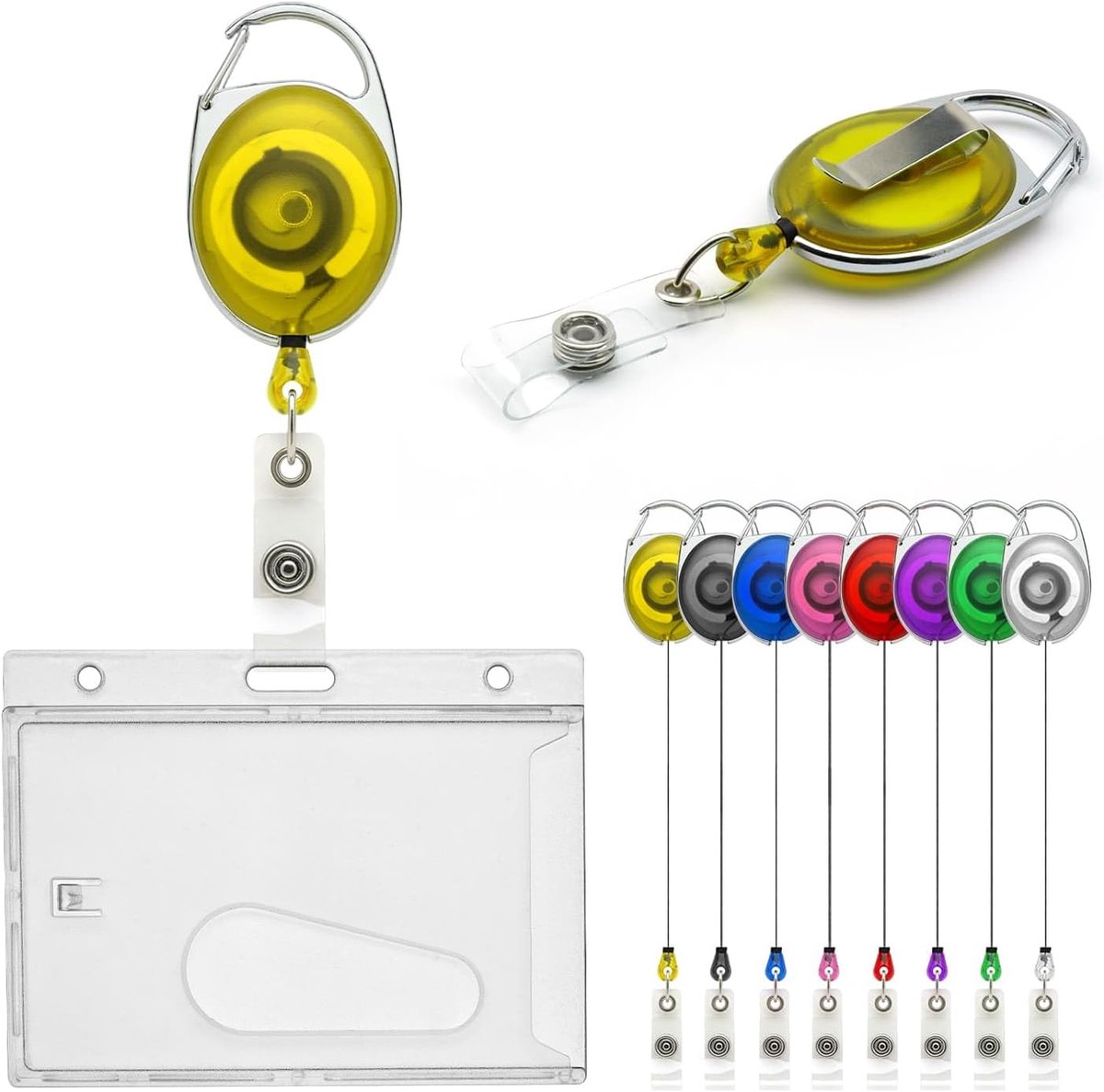 Badgehouder Set - Kaarthouder Rol - Veilig Identificeren - Dubbele Verpakking - 86x54 mm - Geel