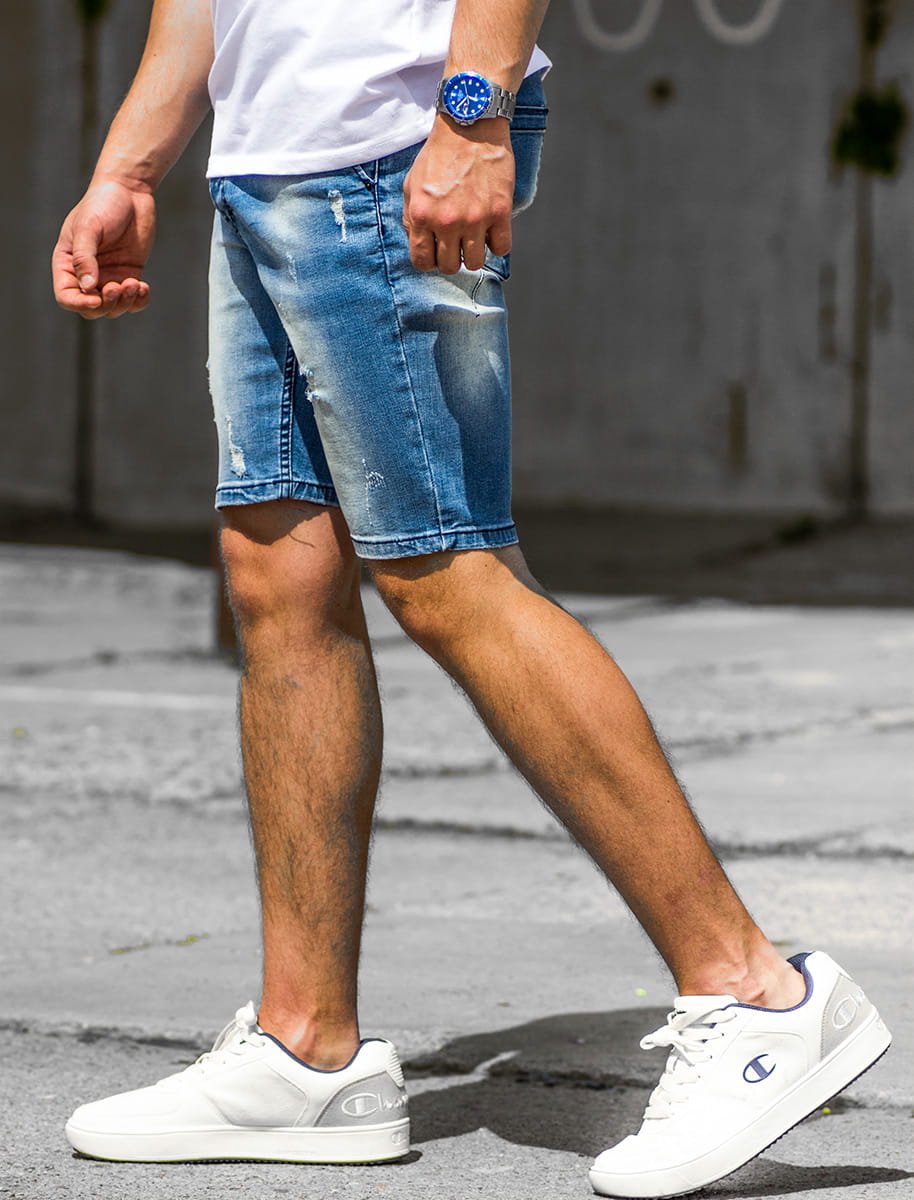 Recea - Korte Jeans Spodenki - Blauw - Elastisch