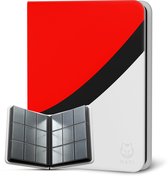 Napi Toploader Pro Binder voor 288 Kaarten - Premium Verzamelmap Toploaders met Ritssluiting - Trading Cards Map - 9 Pocket - Kunstleer - Rood/Wit