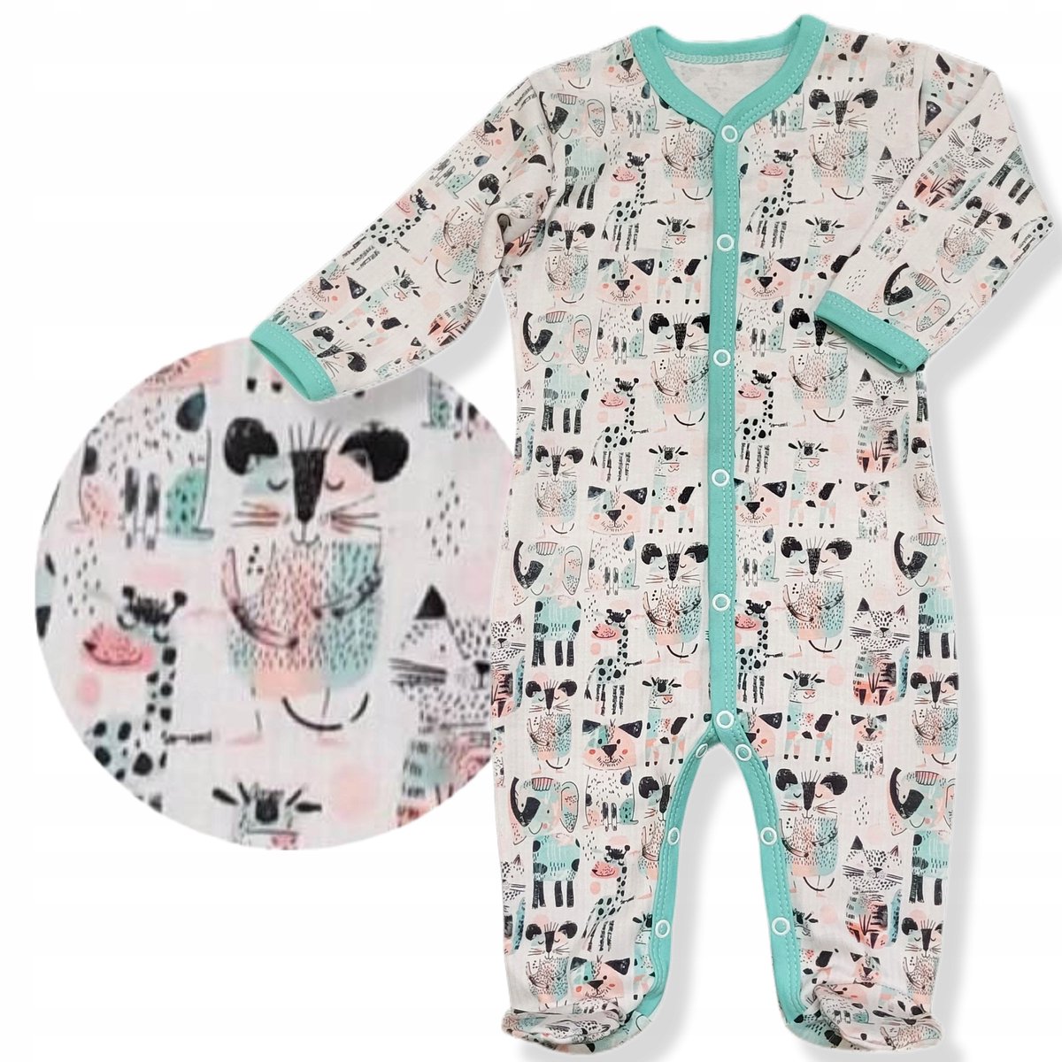 Dartomik - Serie Abcdefg-baby - Baby Pyjama - 100% Katoen - Knopen over de gehele lengte - Lang Mouw
