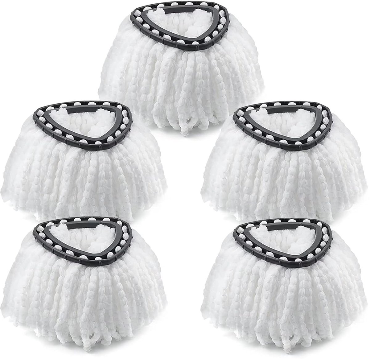 Mop Hoofd Vervanging - Dweilkop Set - Grondig Schoonmaken - Microvezel Materiaal - 5 Stuks - Wit