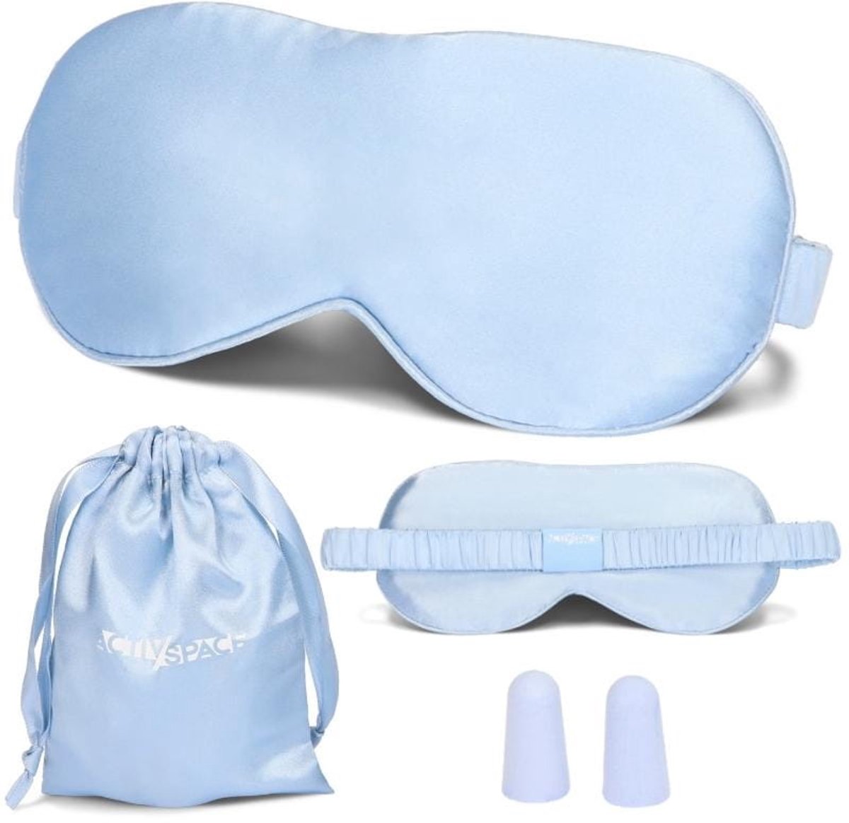 Activ Space - Serie - Zijde Slaapmasker - Blauw - Lichtgewicht - Elastische Band