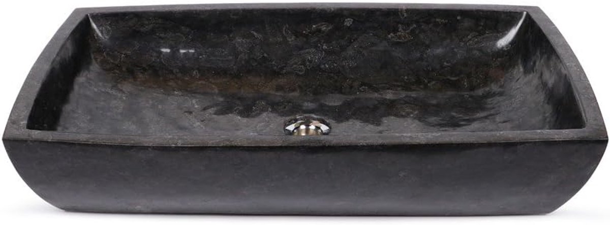 Marmeren Wastafel - Natuursteen Kom - Badkamer Inrichting - Handgemaakt Uniek - 70x40x13 cm - Antraciet