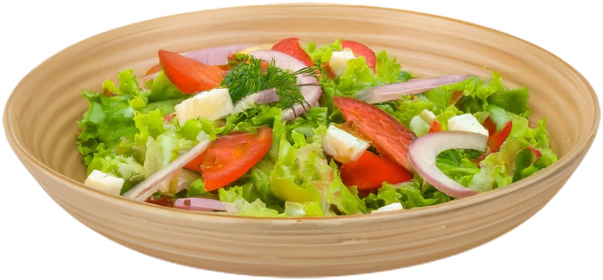 Excellent Houseware Serveerschaal/saladeschaal - D25 x H5 cm - bamboe - naturel