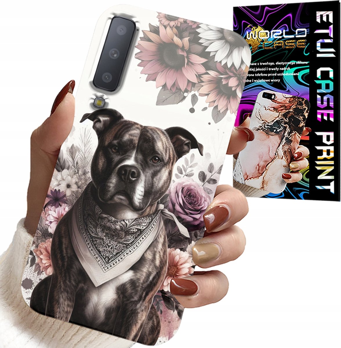 HOESJE VOOR SAMSUNG A7 2018 - ACHTERKANT MET PITBULL-MOTIEF