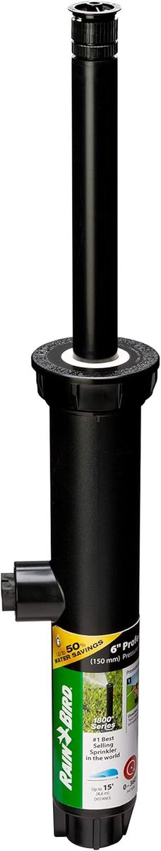 Pop-up Sprinkler - Gazon Besproeier - Automatisch Water Geven - Drukregeling Ingebouwd - 6 Inch Hoogte - Zwart
