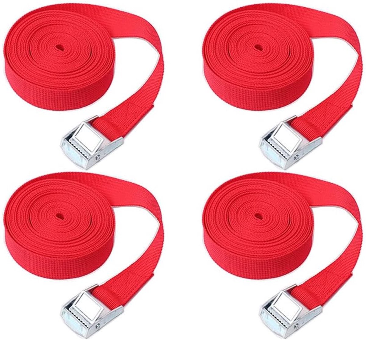 Spanbanden Set - Sjorbanden Ratel - Vracht Beveiligen - Zinklegering Gesp - 2m x 25mm - Rood