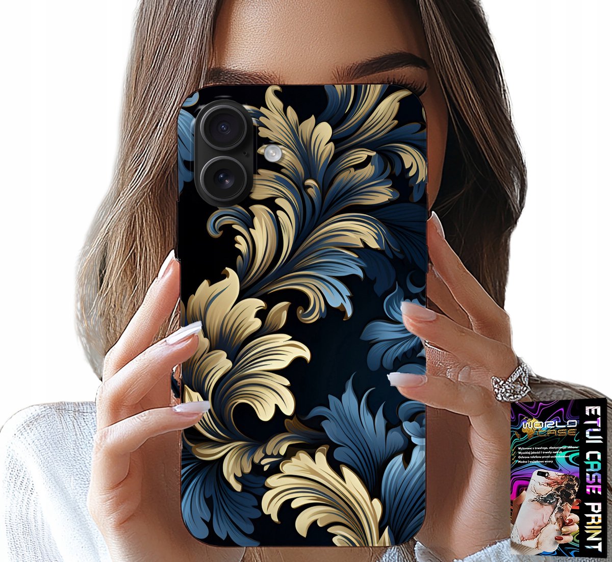iPhone 16 hoesje - elegant gouden hoesje met trendy patronen