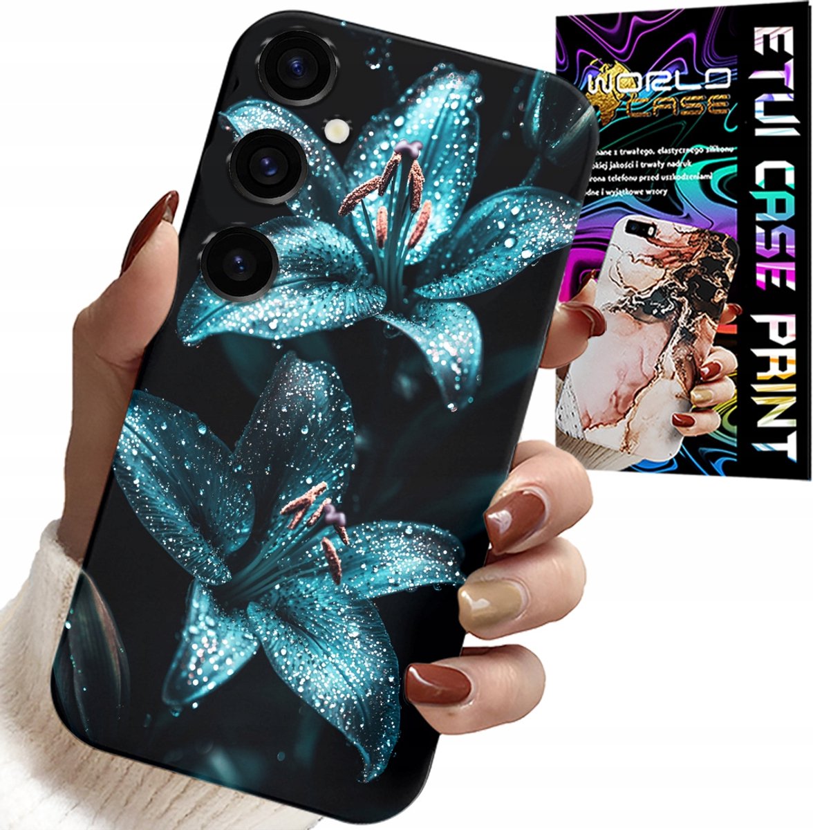 HOESJE VOOR SAMSUNG GALAXY A04S - TURKOOZE LELIES BLOEMEN BEHUIZING + GLAS