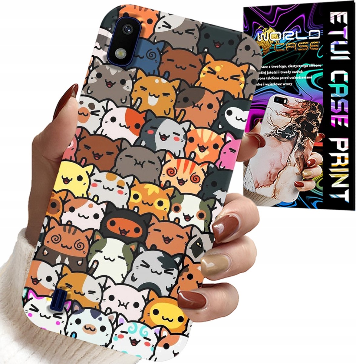 HOESJE VOOR SAMSUNG A10 - ACHTERKANT BEDRUKT MET SCHATTIGE KATJES, KATJES, COVER