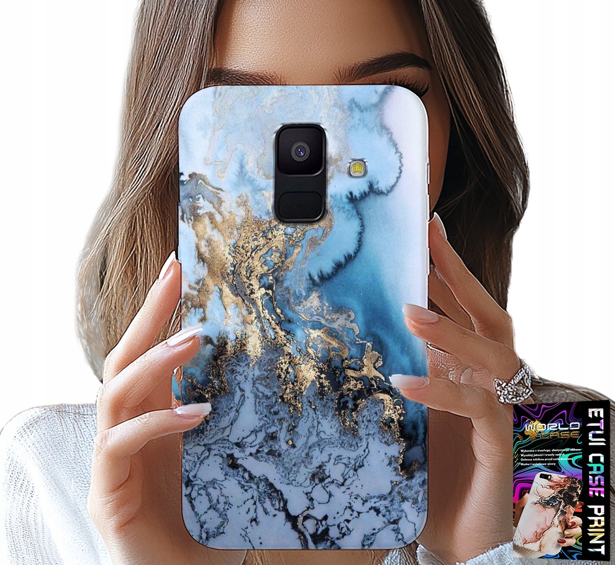 HOESJE VOOR SAMSUNG A6 2018 - MARMER, MARMERPATROON VOOR DAMES + GLAS
