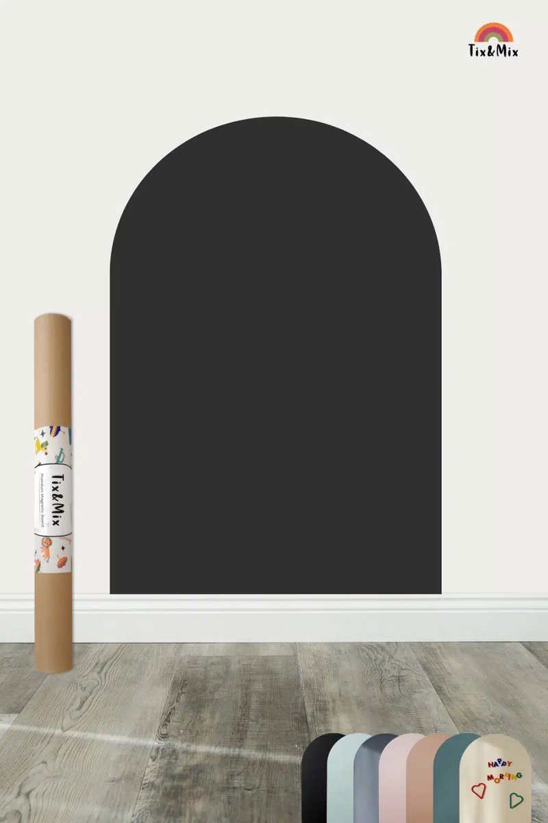 Tix & Mix - Magnetische wandsticker - wall board - inclusief 2 krijtjes - Black mystery - zwart