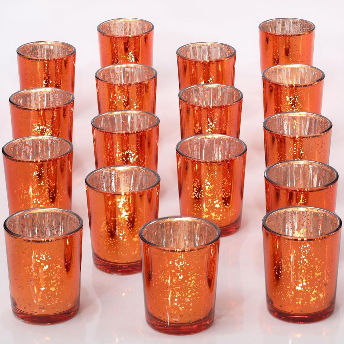 Votief Kandelaars - Theelicht Houders - Feestelijke Decoratie - Set van 24 - 65mm Hoog - Oranje