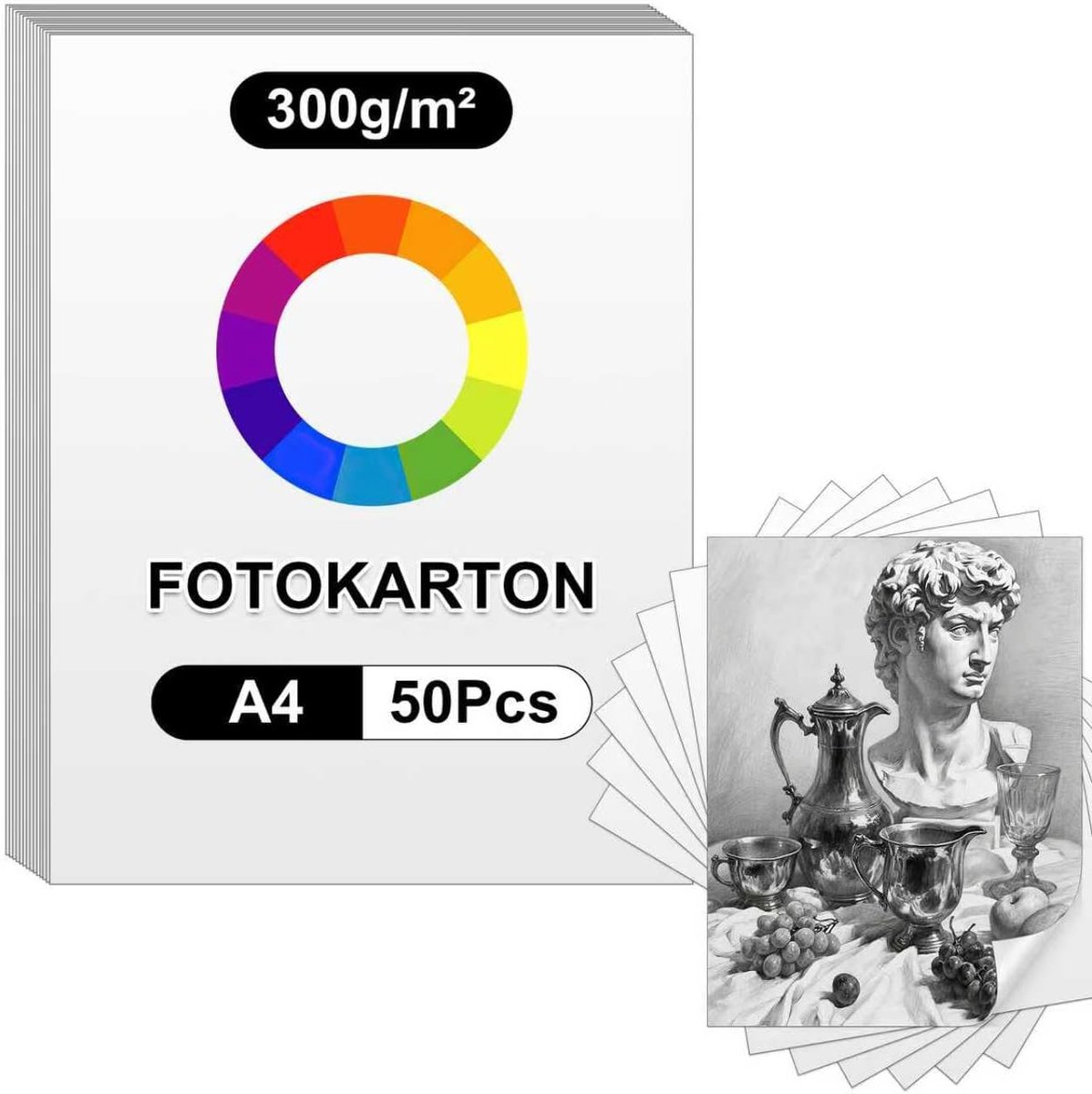 Fotokarton Vellen - Papier Karton - Knutselen Maken - Printervriendelijk - A4 Formaat - Wit