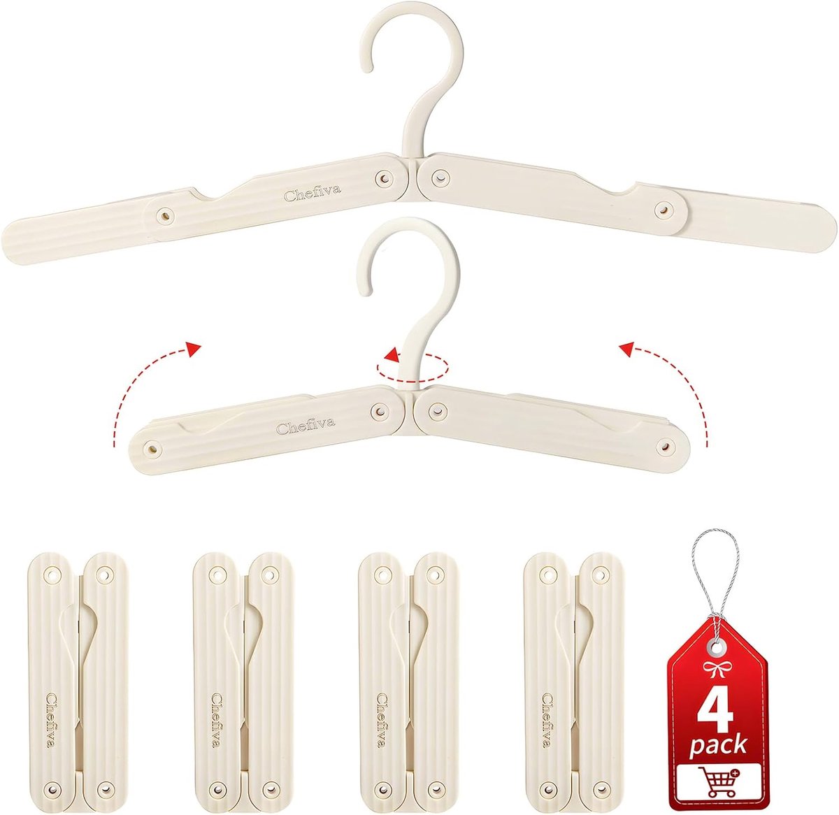 Reishangertjes - Opvouwbare hangers - Ruimte besparen - Lichtgewicht ABS - 4 stuks - Wit