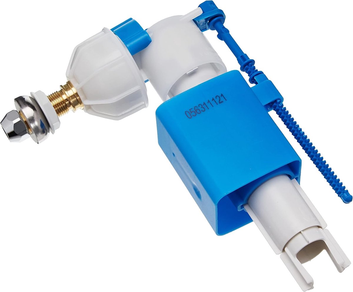 Universeel vulventiel - Toilet onderdelen - Toilet reparatie - Geluidsarm en traploos instelbaar - 3/8 inch aansluiting - Wit blauw