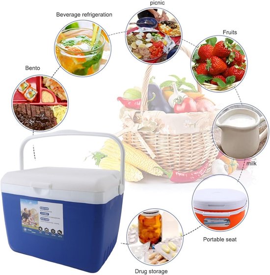 Geïsoleerde Koelbox - Draagbare Cooler - Outdoor Vervoer - Lekvrije Deksel - 13 Liter Inhoud - Blauw van Merkloos — afbeelding 2