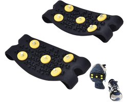 Kinderschoenovertrekken - Instapschoenovertrekken (halve set) - Antislipschoenovertrekken met spikes voor sneeuw- en ijsklimmen, geschikt voor jongens en meisjes, ideaal voor dagelijks gebruik tijdens kamperen en wandelen, zwart.