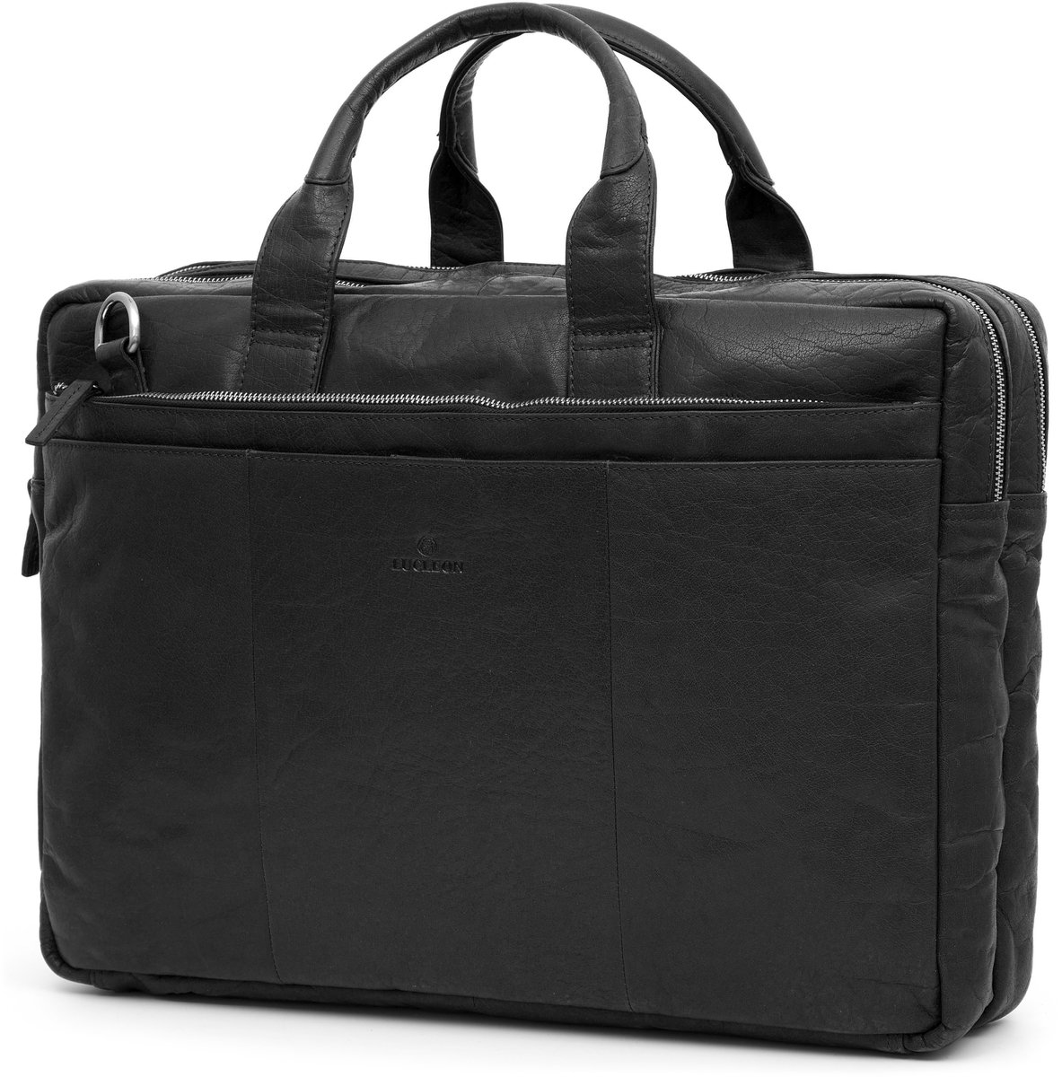 Montreal XL Zwarte Lederen Laptoptas