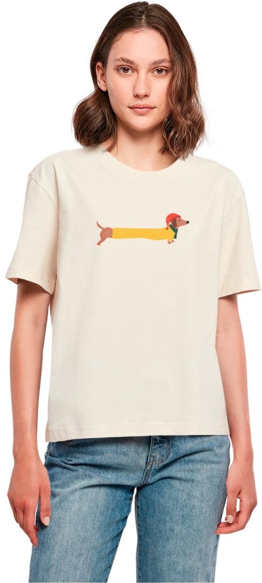 Merchcode - Christmas Dog Dames Tshirt - M - Creme