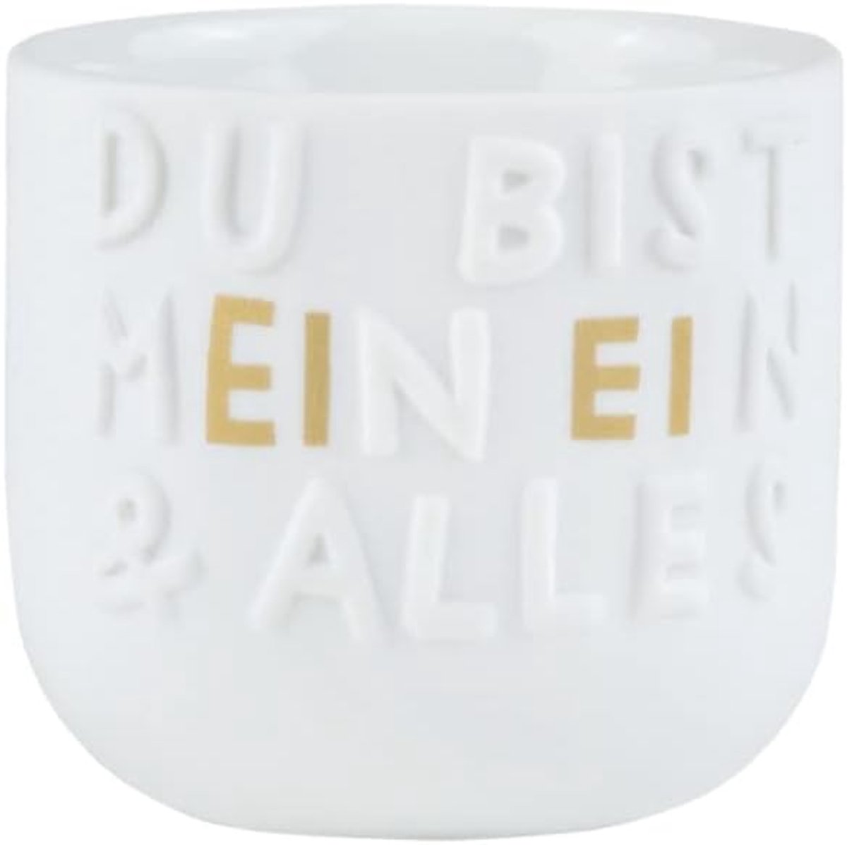 Eierdopje - Ontbijtaccessoire - Luxe Ontbijt - Humoristische Teksten - 70 gram - Wit