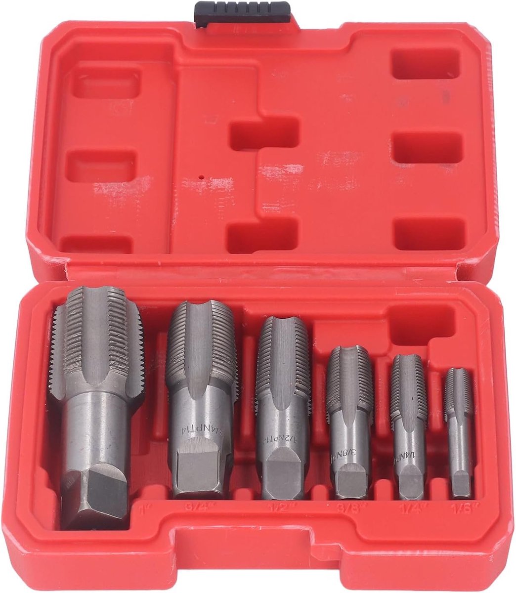 6-delige Tapset - Pijptapgereedschap - Nieuwe Schroefdraad Maken - Koolstofstaal - 1/8 tot 1 Inch