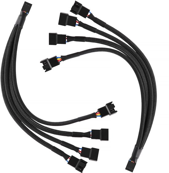 Ventilator Splitter Kabel - 4-pins Converter - Computer Koeling - 2 Stuks Set - 26cm Lengte - Zwart