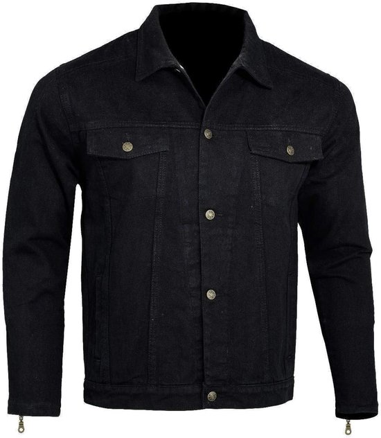 Motorjack Denim - Kevlar Jack - Motorrijden Veiligheid - Verwijderbare CE Protectors - Maat L - Zwart