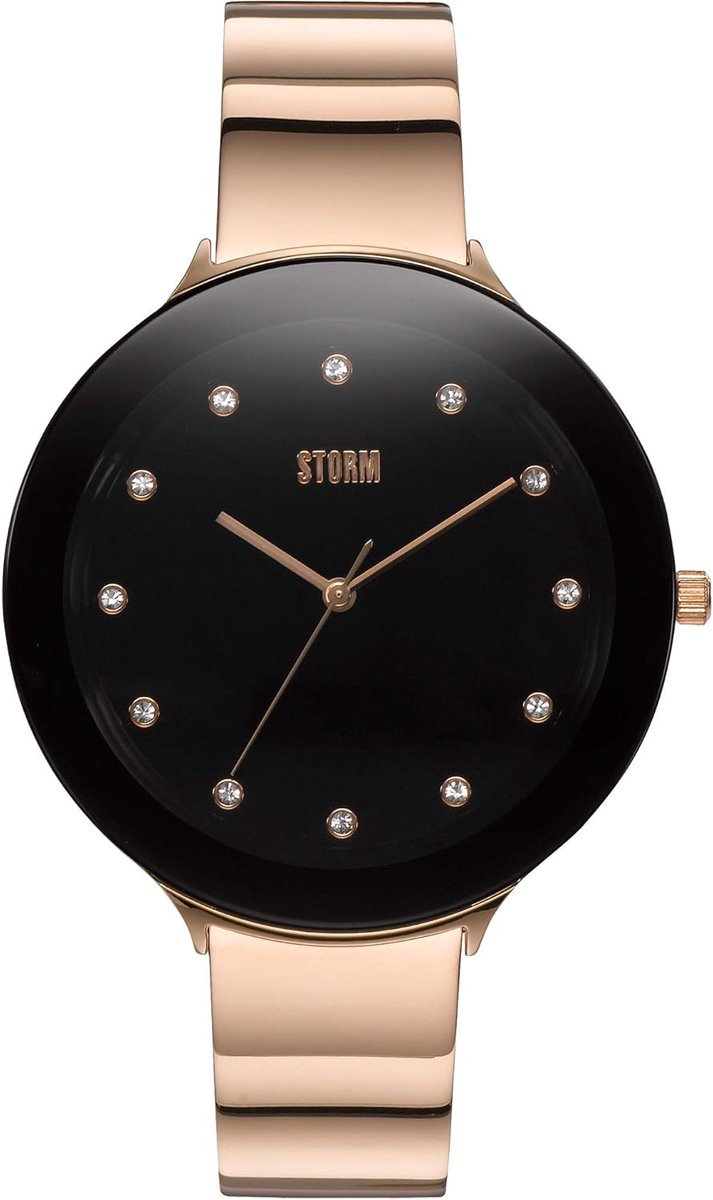 Dames Horloge - Pols Horloge - Dagelijks Gebruik - Oversized Wijzerplaat Kristal - 4.5 x 4.19 cm - Rose Goud Zwart