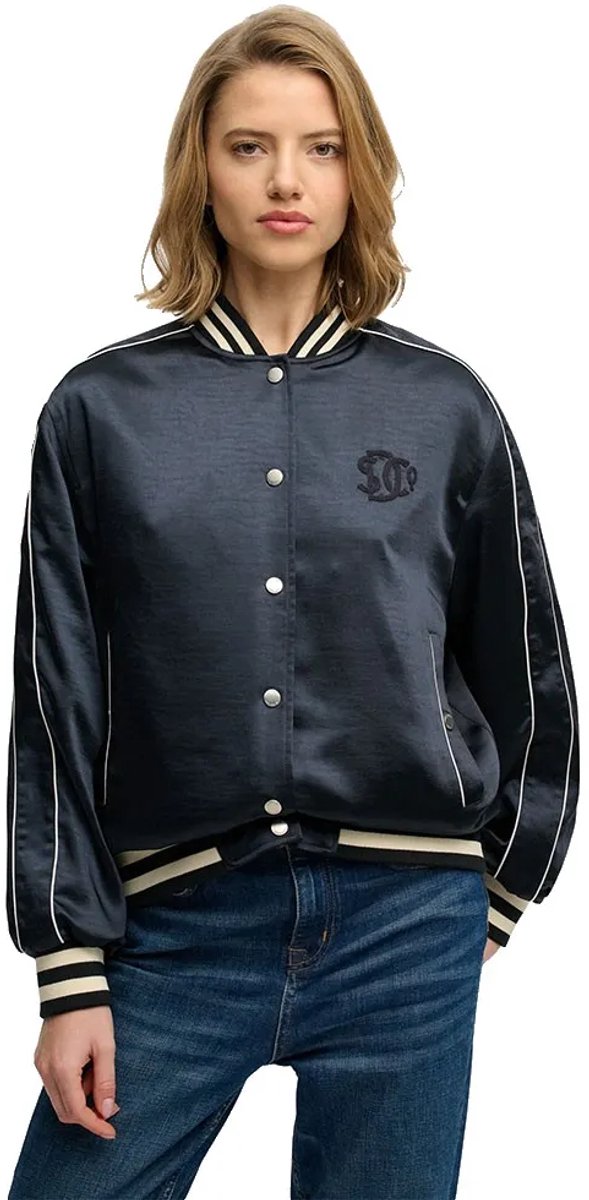 Superdry Varsity Satin Bomberjack XS Vrouw Marineblauw