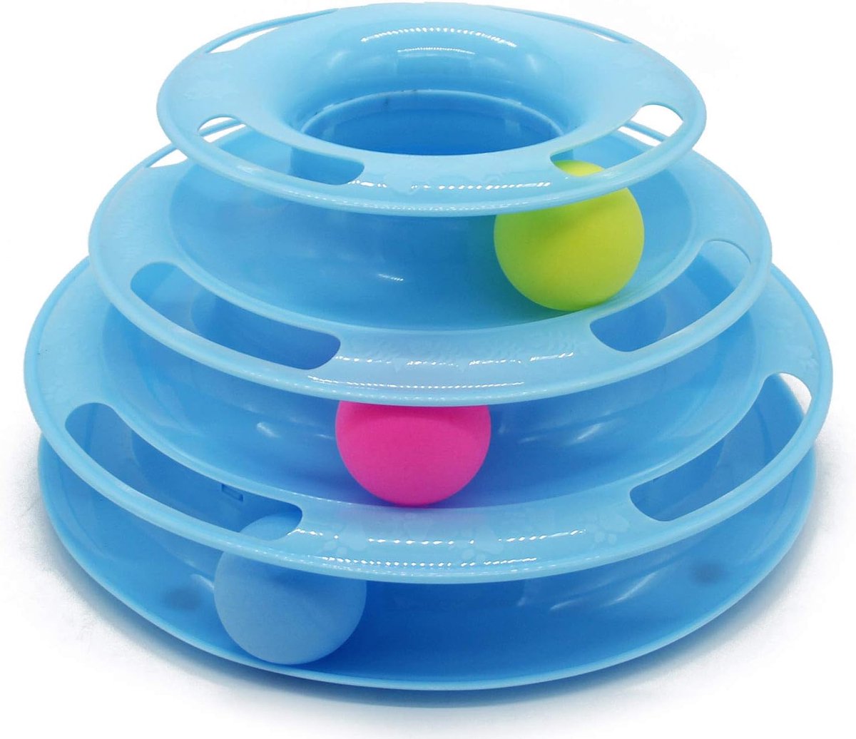 Huisdier Speelgoed - Interactief Speelgoed - Katten Vermaken - Drielaags Bal Spel - 245 x 125 cm - Blauw