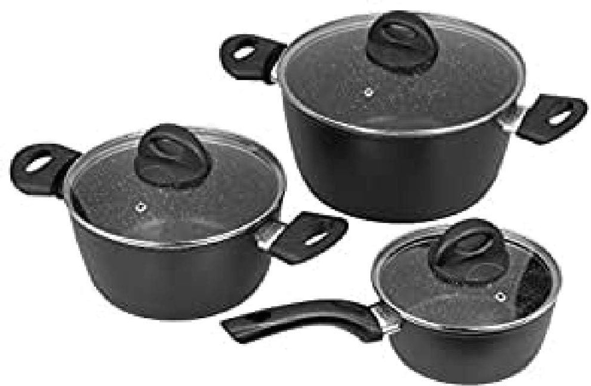 Pannenset Aluminium - Kookgerei Set - Dagelijks Koken - Full Induction Bodem - 24 cm - Zwart