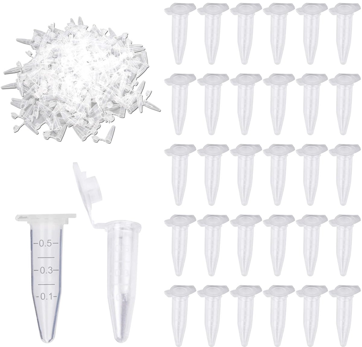 Centrifugebuisjes - Microbuisjes - Laboratorium Werk - Kliksluiting - 05 ml - Transparant