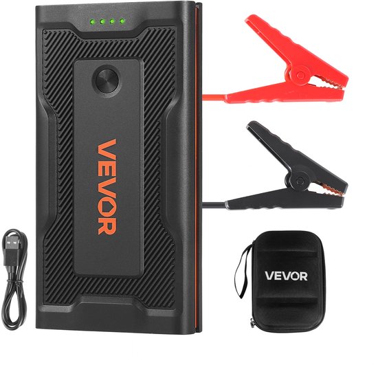 VEVOR Jump Starter Powerbank, Startbooster met Een Piekvermogen van 1000a, Inclusief Led-Zaklamp en Kabel, Geschikt voor Motoren tot 5 Liter Benzine/3 Liter Diesel. Draagbare Booster met Snelladen en Veiligheidsbescherming voor Noodgevallen