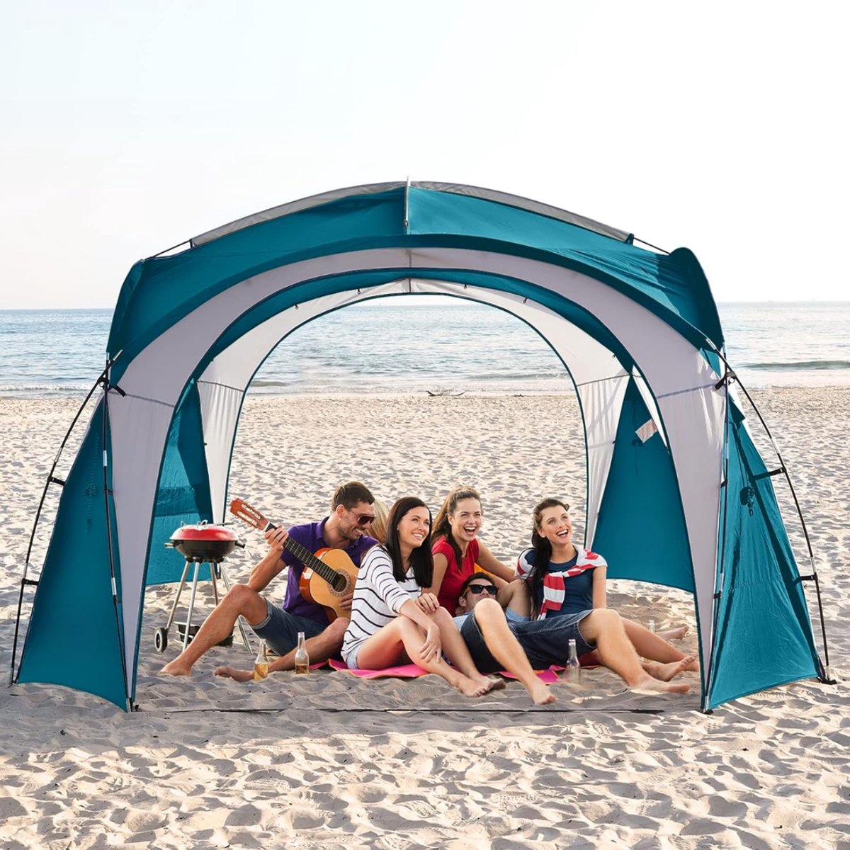 CLVP® Strandtent UV Bescherming - Strandtent Baby Pop Up – Strandtentje Extra Licht – Strandschelp – Strand Tent –Ozeanblau