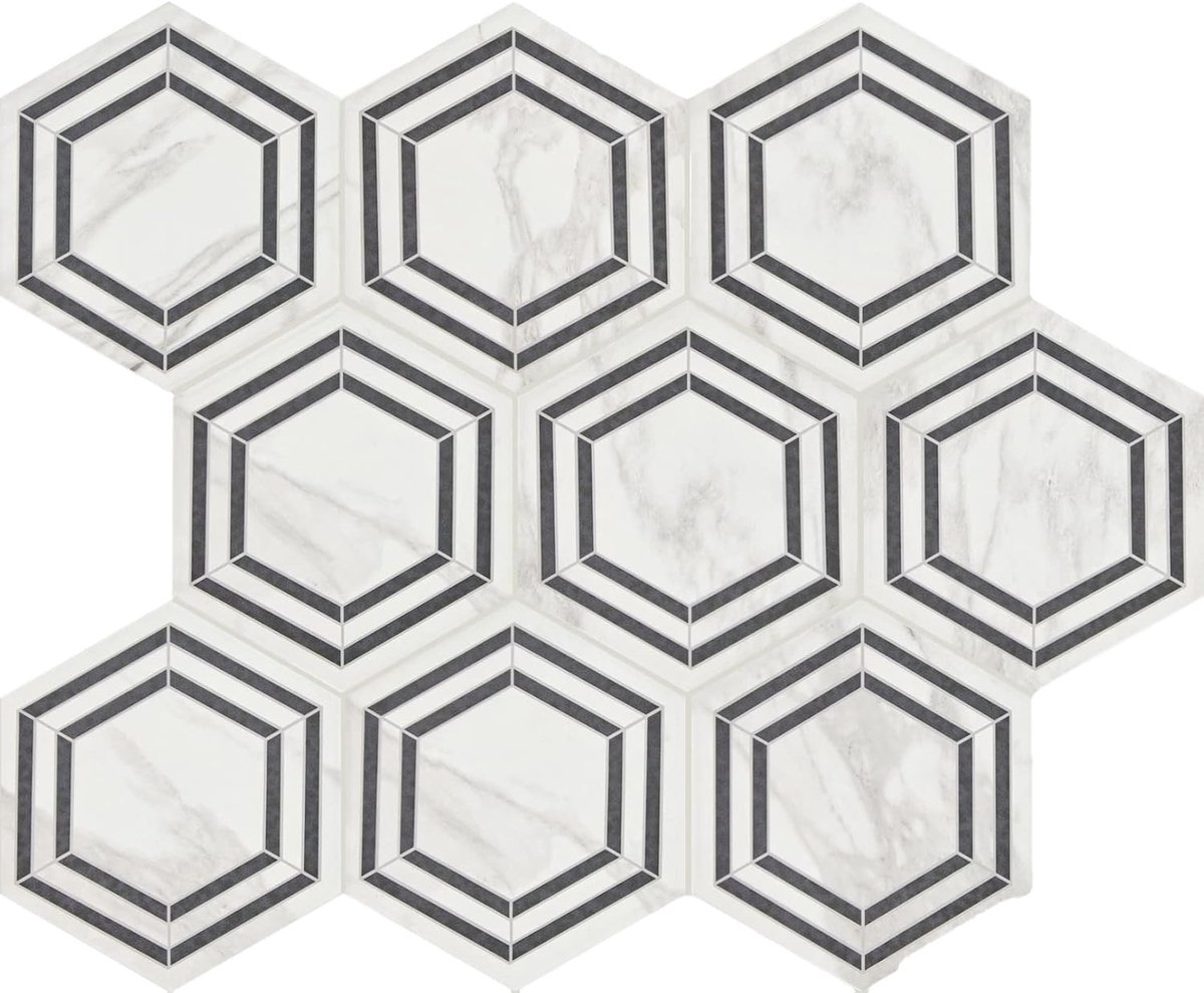 Decoratieve Wandtegel - Zeshoekige Accent - Wanddecoratie - Porselein Materiaal - 8 Inch -