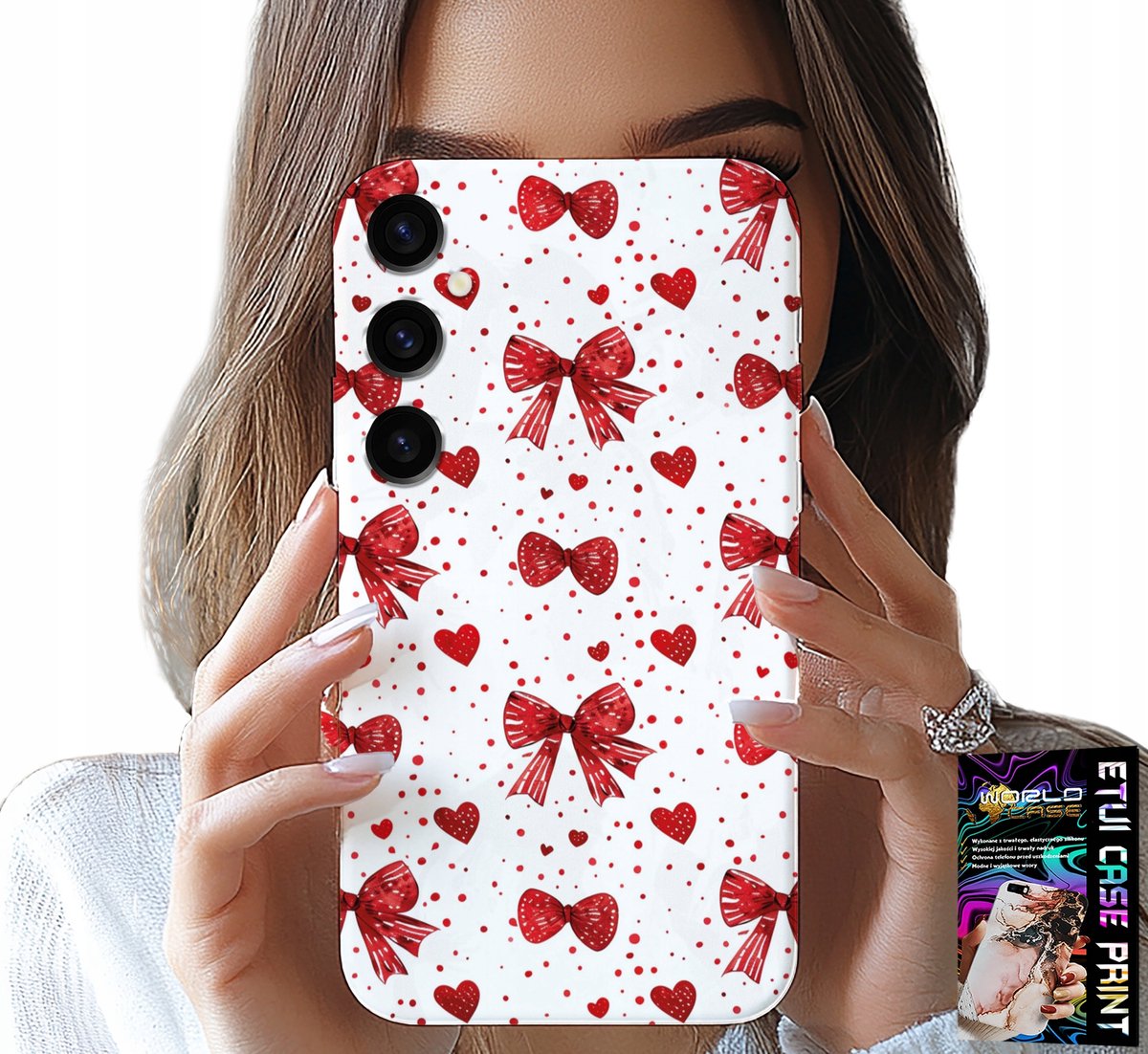 HOESJE VOOR SAMSUNG GALAXY S25 - RODE LINTEN MET MODIEUZE PATRONEN