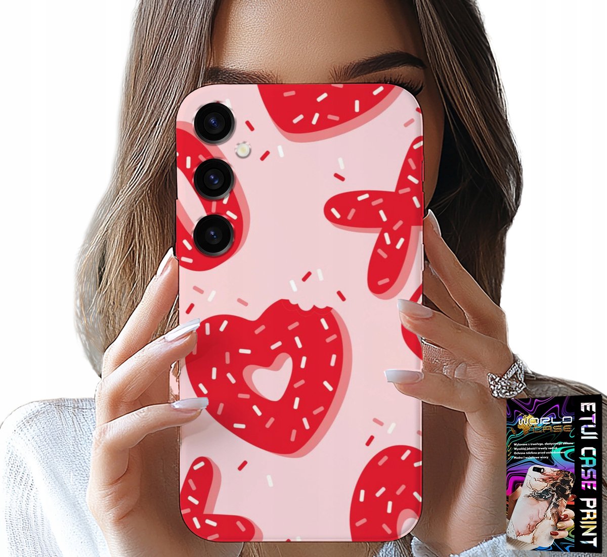 HOESJE VOOR SAMSUNG GALAXY S24 FE - VROUWELIJKE, MODIEUZE PATRONEN XOXO HART + GLAS