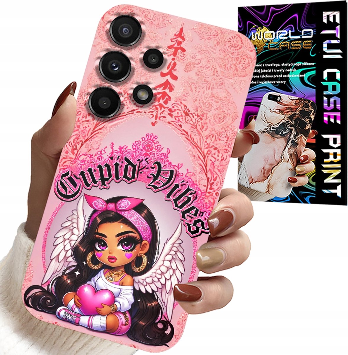 HOESJE VOOR SAMSUNG GALAXY A32 4G - CUPID VIBES MET EEN SCHATTIGE ENGEL OP DE ACHTERKANT