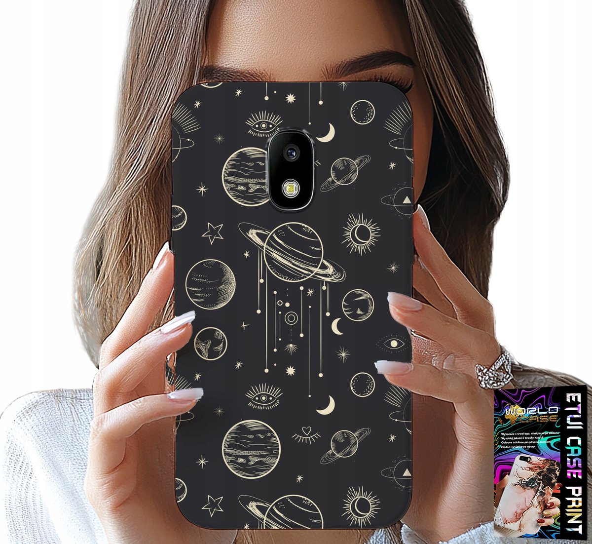 HOESJE VOOR SAMSUNG GALAXY J5 2017 - RUIMTEPLANETEN STERREN MAAN + GLAS