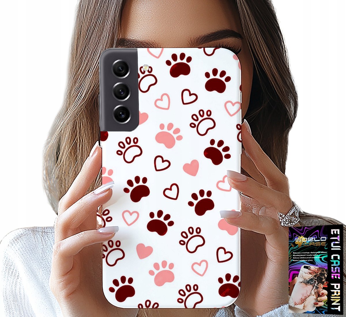 HOESJE VOOR SAMSUNG GALAXY S21 - HONDENPOTEN OP EEN WITTE ACHTERGROND, HOND, KAT, TEDDYBEER