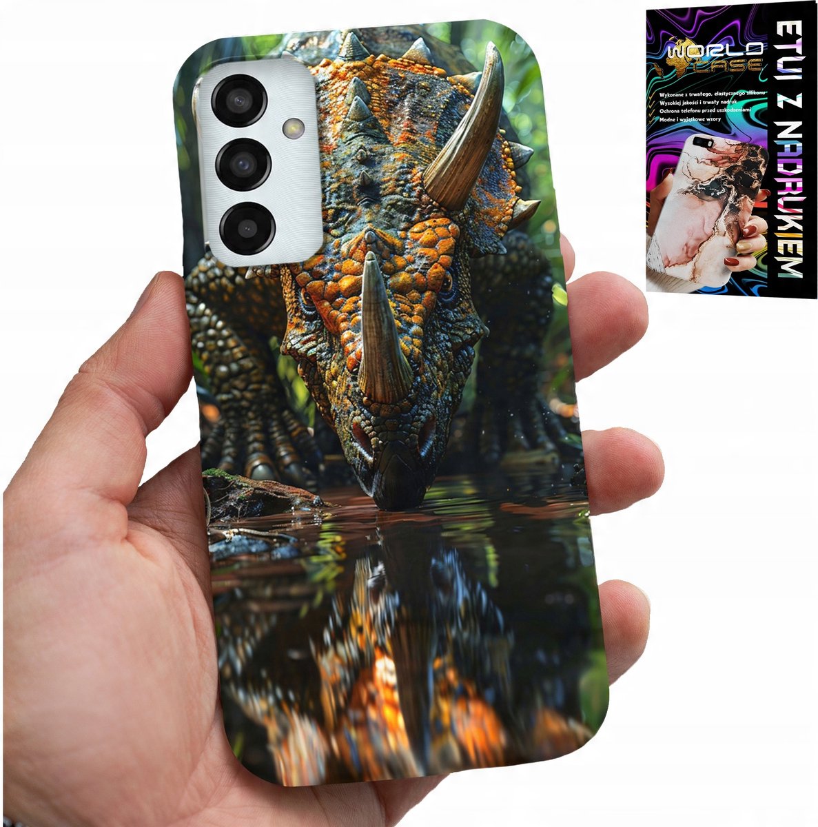 HOESJE VOOR SAMSUNG GALAXY M13 4G - DINO DINOSAUR TRICERATOPS HOESJE