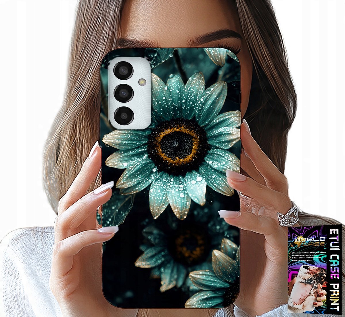 HOESJE VOOR SAMSUNG GALAXY M13 4G - BLAUWE GERBERA + FILM