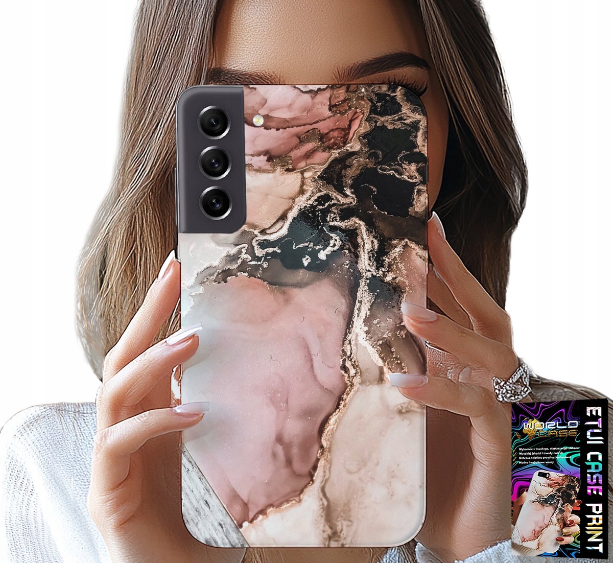 HOESJE VOOR SAMSUNG GALAXY S21 FE - ELEGANT MARMERMODE + GLAS