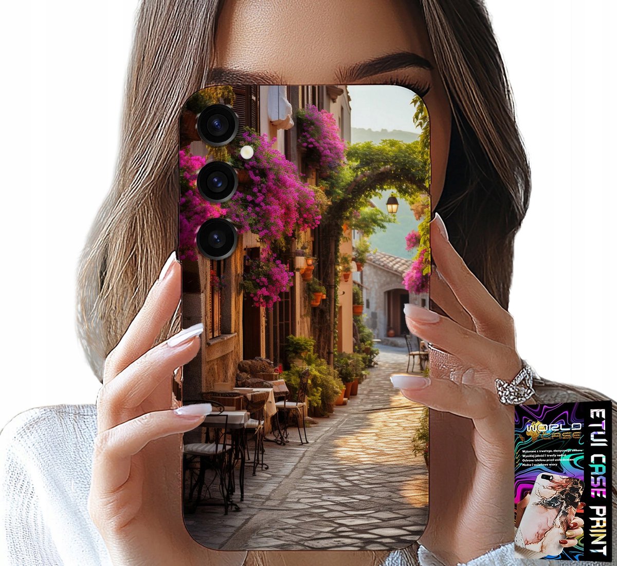 HOESJE VOOR SAMSUNG GALAXY S23 FE - SCHILDERACHTIGE STRAAT MET EEN CAFÉ + GLAS
