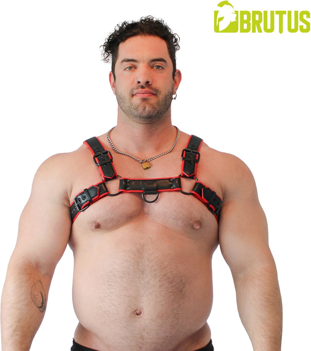 Brutus Vegan Bulldog Harnas - Zwart/Rood - Maat L/XL