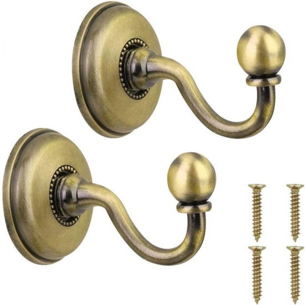 TuseRxln Gordijnhaak - Gordijn Tieback - Zinklegering Wandhaak - 2 Stuks - Voor Gordijnen en Decoratie - Antiek Koper
